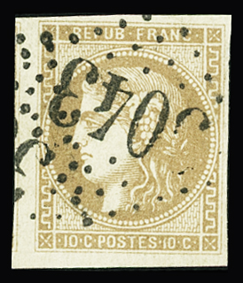 N°43Aa 10c brun clair obl TB