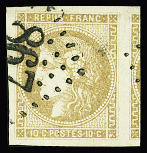 N°43A 10c bistre obl TB