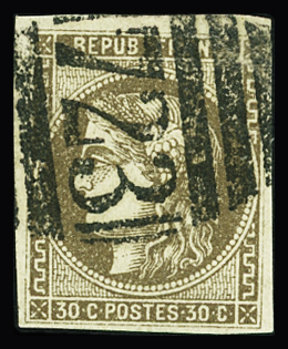 N°47 30c brun obl anglaise "723" TB