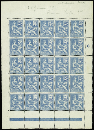 N°114 25c Mouchon panneau de 25 timbres neuf ** TB