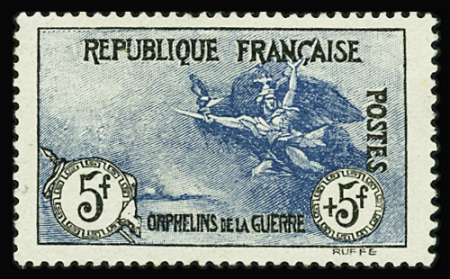 N°155 5f+5f Orphelins neuf ** (regommé) TB