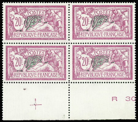 N°208 20f Merson bloc de 4 bdf TB centré neuf ** T