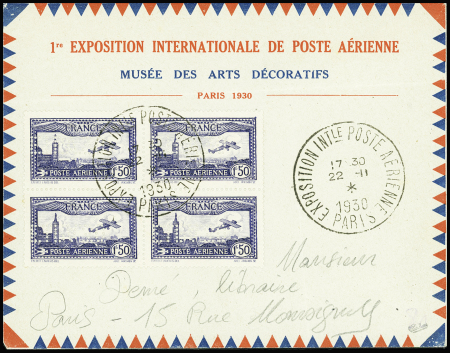 N°6c 1f50 EIPA 30 bloc de 4 sur enveloppe