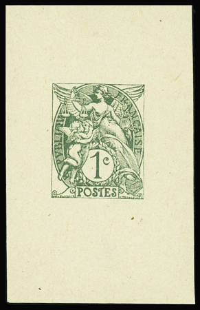 N°107 1c Blanc épreuve en vert