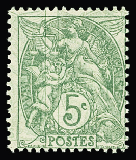 N°111 5c Blanc vert-jaune double impression neuf *