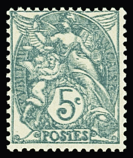 N°111 5c vert-bleu impression double neuf ** TB