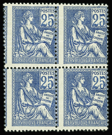 N°114 bloc de 4 piquage à cheval (2 ex* froissures