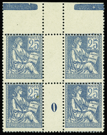 N°114c impression recto-verso bloc de 4 millésime 