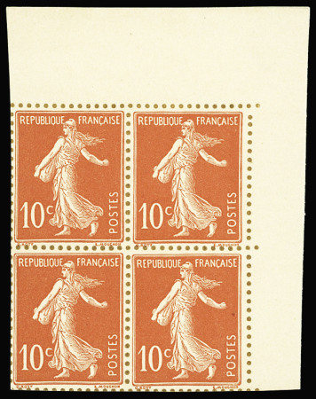 N°135/136  10c et 35c Semeuse 2 valeurs en blocs d