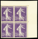 N°135/136  10c et 35c Semeuse 2 valeurs en blocs d