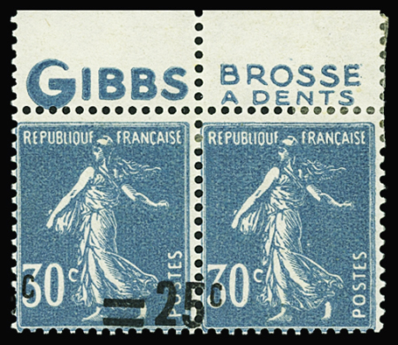 N°217 Surchargé tenant à "c" seul neuf * TB