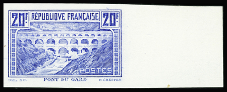 N°262 20f pont du Gard en bleu bdf nsg TB