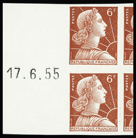 N°1009Aa paire non dentelée avec date à gauche neuf