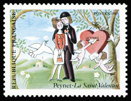 N°2354b "les amoureux" de Peynet valeur omise neuf