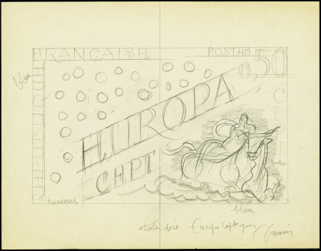 N°1267 0,50 Europa Maquette projet non émis signé