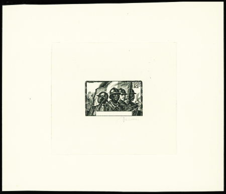 Non émis troupes coloniales épreuve en noir signée