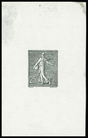 N°132 25c Semeuse lignée épreuve en noir "Poste fr