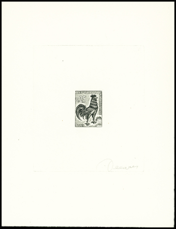 N°1331 0,25 Coq épreuve d'artiste en noir signée D
