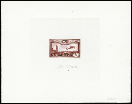 POSTE AERIENNE N°5 1f50 épreuve d'artiste en rouge