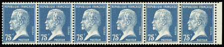 N°15 75c Pasteur bande horizontale de 6 timbres ne