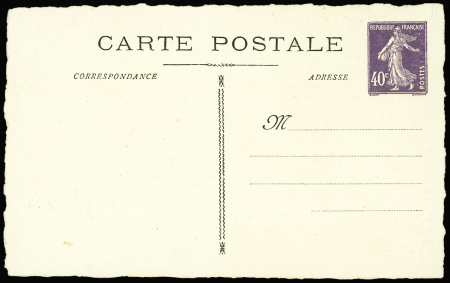 N°236 Q7 40c Semeuse violet carte non illustrée p