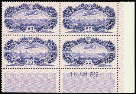 POSTE AERIENNE N°15b 50f burelé burelage renversé 