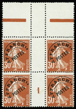 PREOBLITERES N°58 30c Semeuse rouge bloc de 4 mill