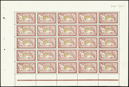 N°121 1f Merson feuille de 25 timbres neuf ** TB