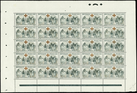 N°156 15c+5c Croix-rouge feuille de 25 timbres TB 