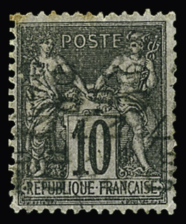 N°16 10c noir sur lilas TB