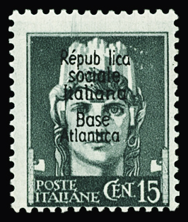 N°9 15c vert-gris Répubblica avec 1 seul b  neuf *