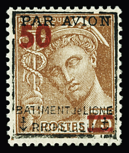 N°1 50c sur 75c brun-rouge neuf ** TB