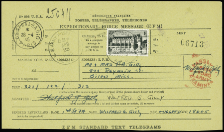 Armée des USA en France 25f Chenonceaux obl sur do