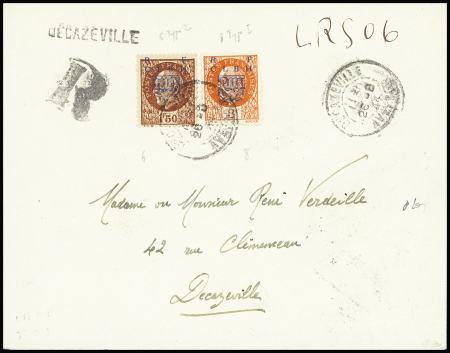 Decazeville 1f50 et 3f Pétain sur lettre