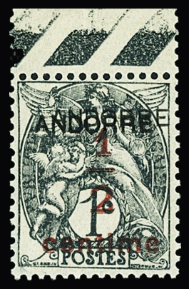 N°1a 1/2 sur 1c Blanc double surcharge bdf TB cent