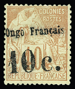 N°6 10c sur 40c rouge-orange nsg TB