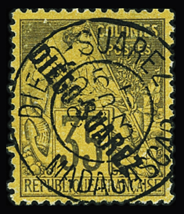 N°22 35c violet-noir sur jaune obl TB