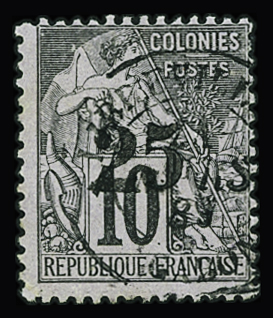 N°9 25 sur 10c noir sur lilas oblTB