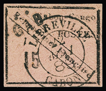 N°14 15c noir sur rose obl TB