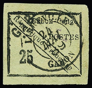 N°15 25c noir sur vert obl TB