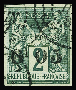 N°1 0f05 sur 2c vert obl TB