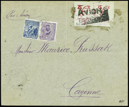 POSTE AERIENNE N°2 75c rouge paire sur lettre TB (