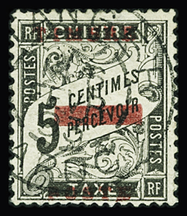 N°9 5c noir obl (pelurage)