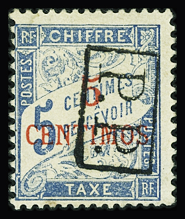 N°18 5c sur 5c bleu obl TB