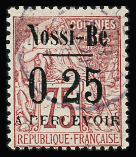 TAXE N°17 25c sur 75c rose obl TB