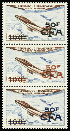 N°52 50f/100f Mystère IV bande de 3 essais de surc