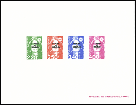 N°552/553 + 555/556 Marianne de Briat épreuve coll