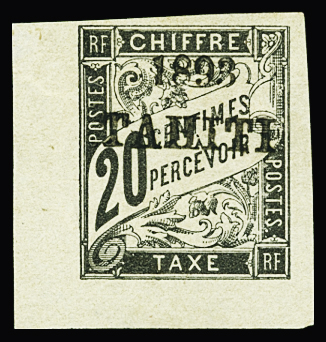 TAXE N°21 20c noir, cdf, neuf *, TB