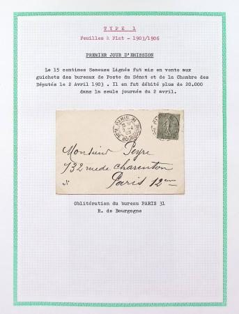 1903 N°130 15c vert : anciens lots de VO dont 9 Essais sans