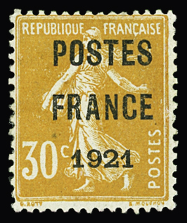 N°35 30c orange POSTES FRANCE 1921, neuf sans gomme,